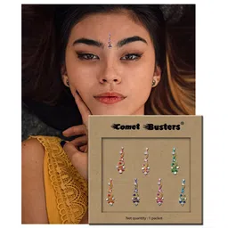Comet Busters 7 Pcs Embellished Reusable Designer Bindis - Multicoloured image 3