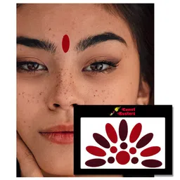 Comet Busters 15 Pcs Traditional Reusable Bindis - Red & Maroon image 3