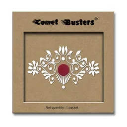 Comet Busters Traditional Designer Reusable Bindi - White image 4