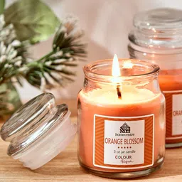 Home Centre Orange 2 Pieces Scented Jar Candles-12
