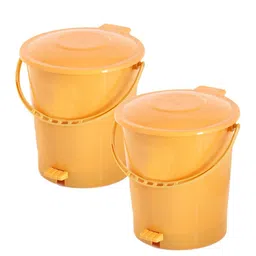 Kuber Industries Set Of 2 Yellow Pedal Dustbin With Handle image 4