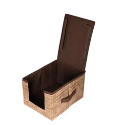 Kuber Industries Pack of 3 Brown Printed Shirt Stacker With Handle & Lid image 3