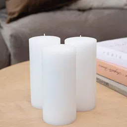 Aromatic Fables White 3 Pieces Jasmine Fragrance Rustic Pillar Candles-5