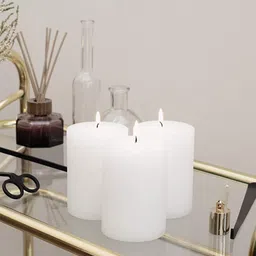 Aromatic Fables White 3 Pieces Jasmine Fragrance Rustic Pillar Candles-2
