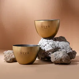 Seva Home Set of 2 Gold-Toned Heirloom Bowl Mini Candles-image-3