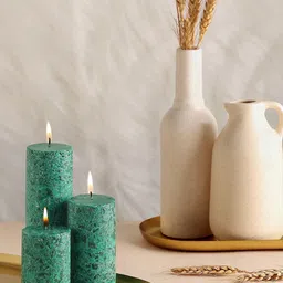 Parkash Candles 3-Pcs Sea Green Mogra Fragrance Candles-image-74