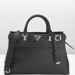 GUESS Solid PU Structured Handheld Bag with Two Handles image 1