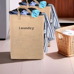 Kuber Industries 2-Pcs Brown Printed Laundry Baskets With Handles-40