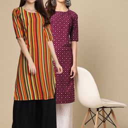 KALINI Women Multicoloured Pack of 2 Printed Digital Printed Straight Kurta-picture-10