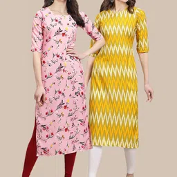 KALINI Women Multicoloured Printed Thread Work Block Print Handloom Crepe Kurta-26