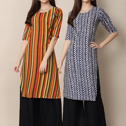 KALINI Women Pack of 2 Printed Crepe Kurta-image-68