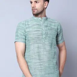 Latest Chikan Garments Striped Mandarin Collar Short Sleeve Straight Kurta-picture-38