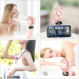 Sampri Mini Handheld Fan, Portable Fan USB Rechargeable, Small Pocket Fan Multifunction Foldable Folding Rechargeable Fan With Powerful LED Light USB Fan image 3
