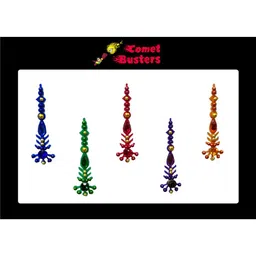 Comet Busters 5 Pcs Embellished Reusable Designer Bindis - Multicoloured image 1