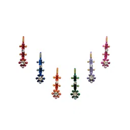 Comet Busters 6 Pcs Multicoloured Floral Shaped Stone Studded Bindi image 1