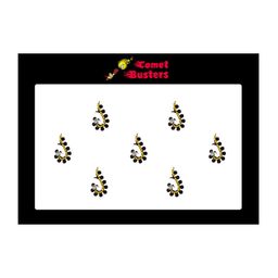 Comet Busters 7 Pcs Reusable Beaded Designer Bindis - Black & Gold-Toned image 1