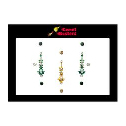 Comet Busters Set of 3 Designer Stone-Studded Bindi - Green & Yellow image 2