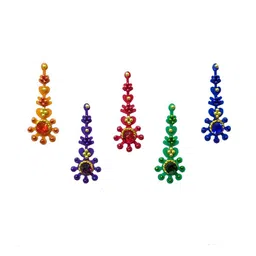 Comet Busters 5 Pcs Embellished Reusable Designer Bindis - Multicoloured image 2