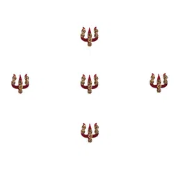 Comet Busters 5 Pcs Embellished Reusable Trishul-Shaped Designer Bindis - Red image 2