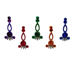 Comet Busters 5 Pcs Embellished Reusable Designer Bindis - Multicoloured image 2