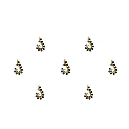 Comet Busters 7 Pcs Reusable Beaded Designer Bindis - Black & Gold-Toned image 2