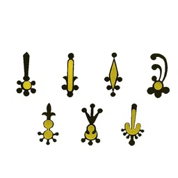 Comet Busters 7 Pcs Reusable Designer Bindis - Black & Yellow image 2