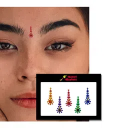 Comet Busters 5 Pcs Embellished Reusable Designer Bindis - Multicoloured image 3