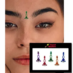 Comet Busters 5 Pcs Embellished Reusable Designer Bindis - Multicoloured image 3