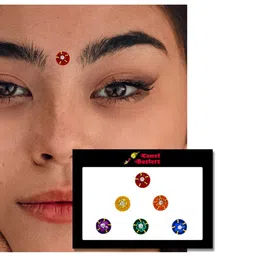 Comet Busters 6 Pcs Embellished Reusable Designer Bindis - Multicoloured image 3