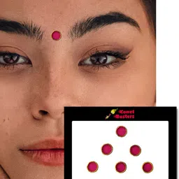 Comet Busters Set of 6 Designer Circular Bindis - Pink image 3