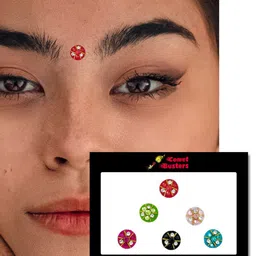 Comet Busters 6 Pcs Embellished Reusable Designer Bindis - Multicoloured image 3