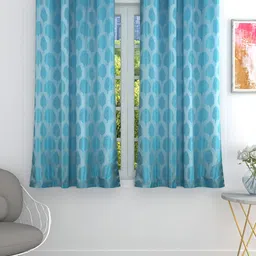 THE CONVERSION Turquoise Blue Set of 2 Floral Room Darkening Window Curtain-image-12