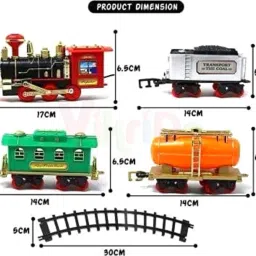 vikrida Choo Choo Classic Train Set Toy Battery Operated with Smoke & Track Set image 3