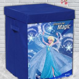 Kuber Industries Set Of 2 Blue Disney Frozen Printed Foldable Laundry Bags-16