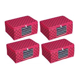 Perpetual Pink 4 Pieces Printed Fabric Saree Organisers With Zip-18