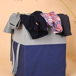 Perpetual Blue & Grey Colourblock Laundry Bag With Lid-43