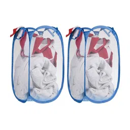 Kuber Industries Blue 2 Pieces Net Foldable Laundry Bag-53