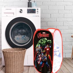 Kuber Industries 2 Pcs Black & Red Avengers Printed Laundry Bags-1