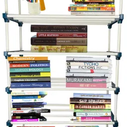 quarck 5Tiers Book Shelf Plastic Rack With Cover Wardrobe Portable Multipurpose Folding Plastic Open Book Shelf image 3