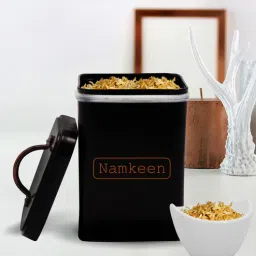 Steel Black Namkeen Jar With Lid By Market 99-picture-41