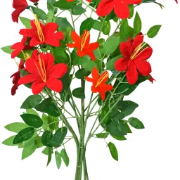 Flowers Bouquets Home, Bedroom, Garden, Balcony, Living Room for Decoration Green, Red Lily Artificial Flower-image-54