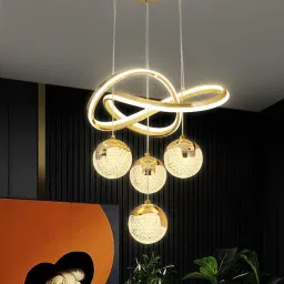 Curvy for Light Golden Modern Dimmable LED Chandelier Ceiling Lamp-image-1