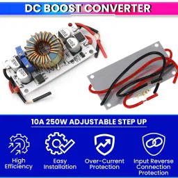 amicisolar 10A Boost Converter, 8-48V Input to 12-50V Adjustable Output Step-Up Module Educational Electronic Hobby Kit image 2