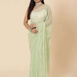 Vervee Couture Embellished Beads and Stones Pure Georgette Saree-36