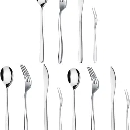 Silver Dinnerware - Luxury Mirror Finish | Ideal for Home, Restaurant & Gifting Stainless Steel Cutlery Set-image-19