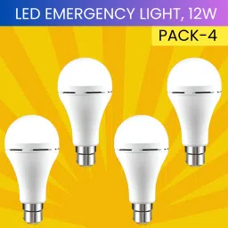 12W Rechargeable Inverter LED Bulb with Upto 4H.Power Cut Lighting Pack of_4B491 4 hrs Bulb Emergency Light-4
