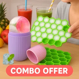 Face Ice Massager with Honeycomb ice tray 37 Cavities COMBO Multicolor Silicone Ice Cube Tray-image-25
