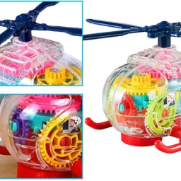 toyvala Transparent 3D Helicopter 360° Rotating with Flashing LED Lights and Music-B image 3
