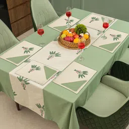 URBAN SPACE Green & Beige 13 Pieces Printed Cotton Table Linen Sets-image-11