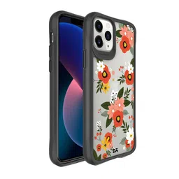 DailyObjects Black & Red Printed   Flower Bunch Hybrid Clear iPhone 11 Pro Phone Case-90